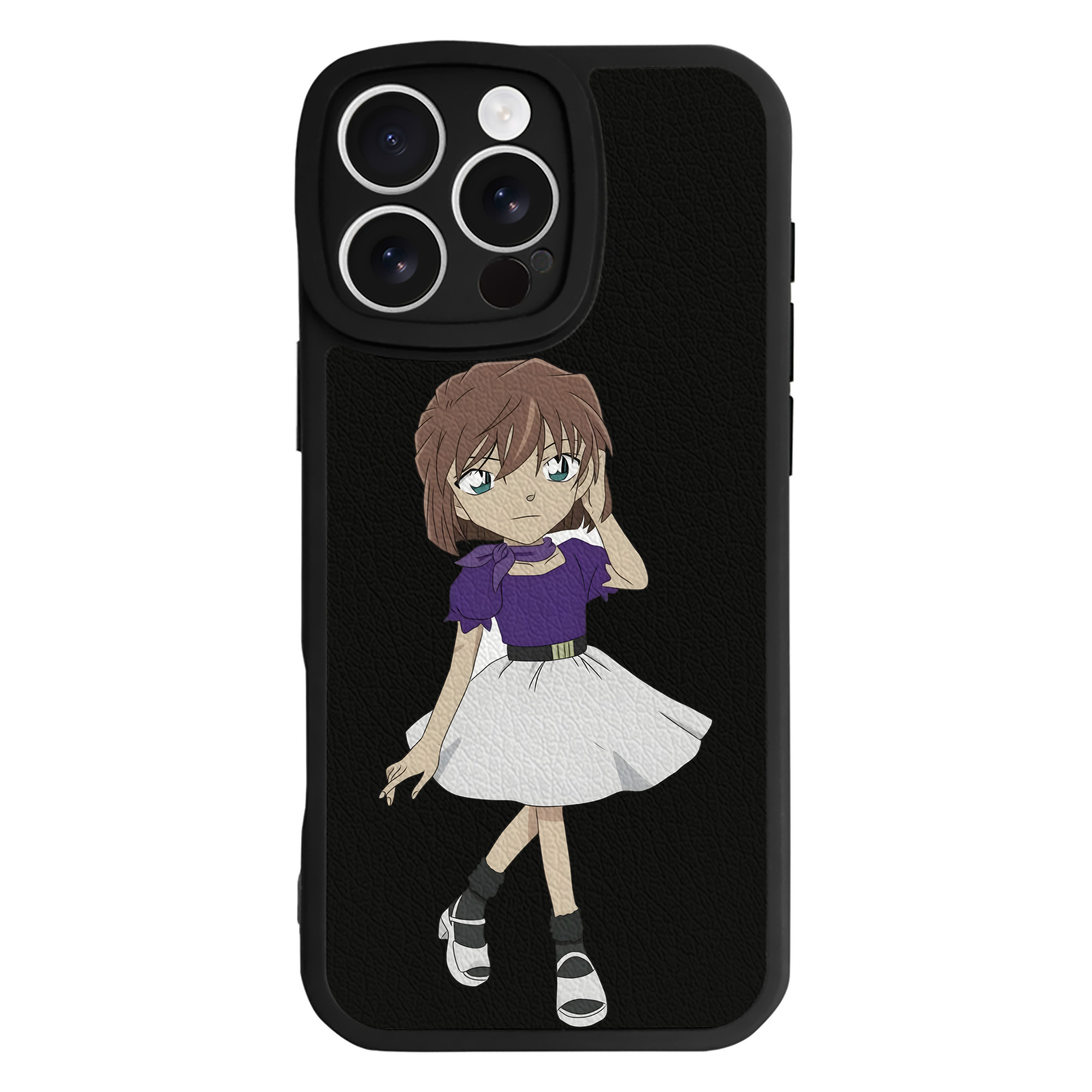 （画像用） 名探偵コナン 灰原 哀 はいばら あい Detective Conan Anita Hailey、Vi Graythorn Haibara Ai 【iPhone 16シリーズ対応】シリコンスマホケース（レザー調） 材質：シリコン